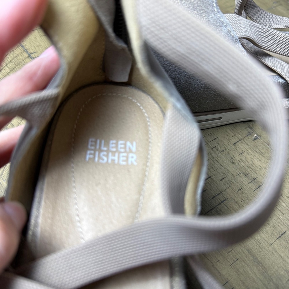 Eileen Fisher Star‎ Metallic Wedge Sandals Womens Size 11 Elastic Straps - Picture 5 of 7